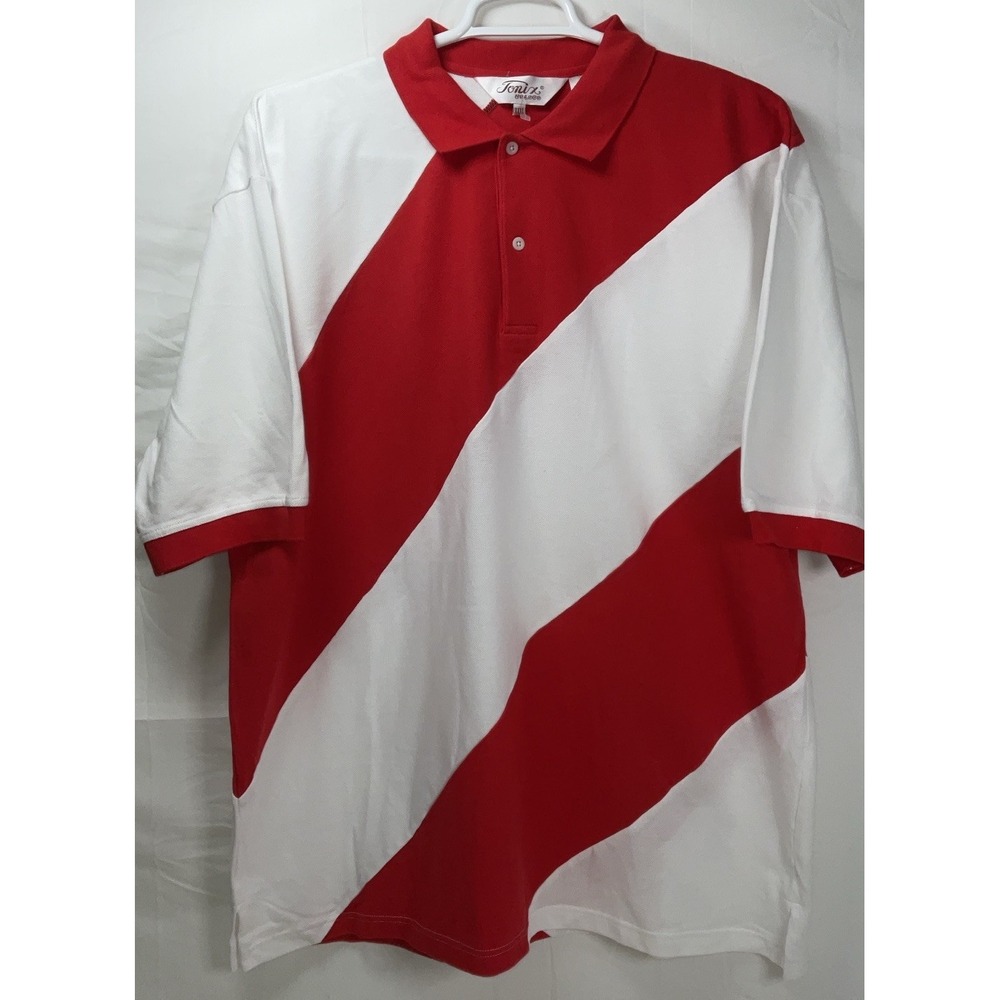 NWOT Men's Tonix Noloco Big & Tall Color Block Polo Shirt Red & White XXXL 3XL‎